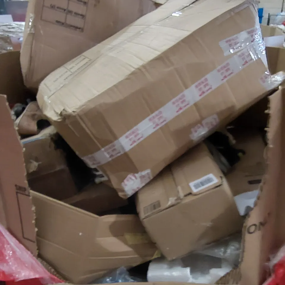 PALLET TO CONTAIN ASSORTED HOUSEHOLD PRODUCTS. INCLUDES SHOES, BOXED FURNITURE ETC
