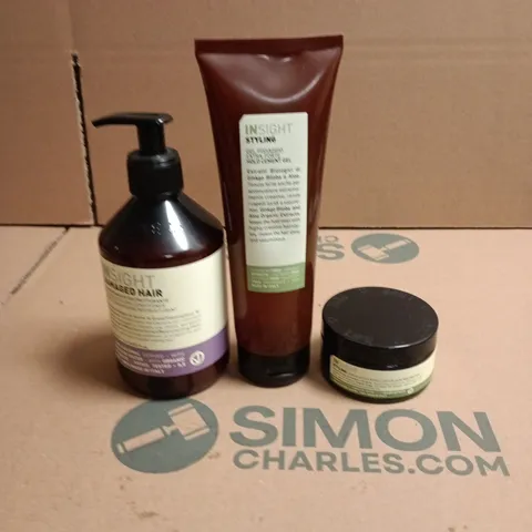 BOX OF 7 INSIGHT HAIRCARE PRODUCTS TO INCLUDE HOLD CEMENT GEL, ELASTIC MOULDING WAX AND RESTRUCTURISING CONDITIONER