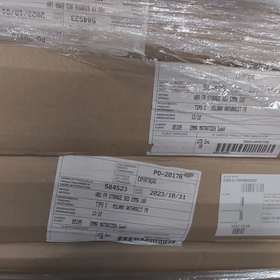 PALLET CONTAINING A LARGE QUANTITY OF EMMA HEADBOARDS ECT