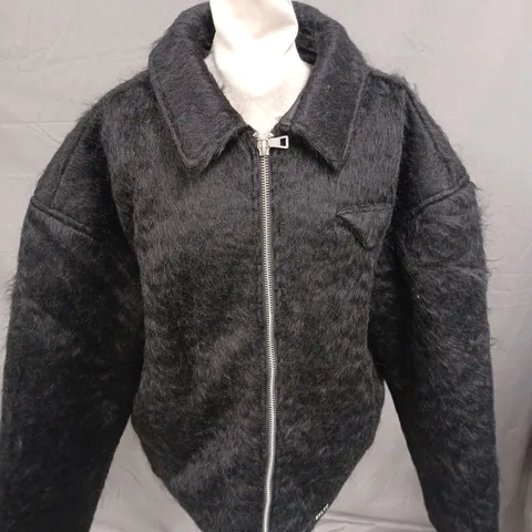 NVLTY MOHAIR HEAVYWEIGHT ZIPPER JACKET BLACK SIZE MEDIUM