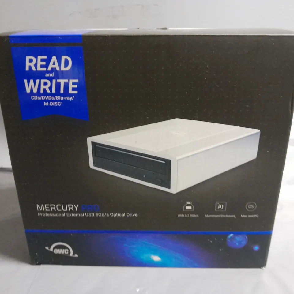 BOXED MERCURY PRO READ AND WRITE PRO EXTERNAL USB 5GB/S OPTICAL DRIVE