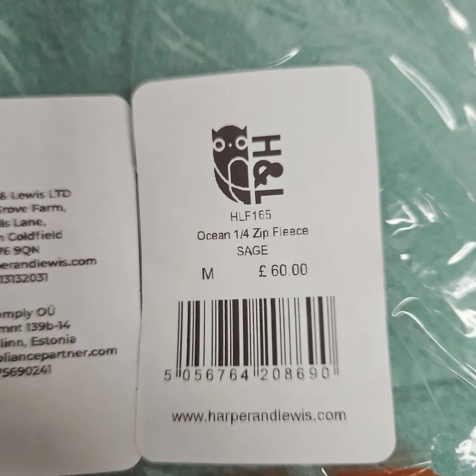 HARPER & LEWIS OCEAN SAGE 1/4 ZIP FLEECE – UK M
