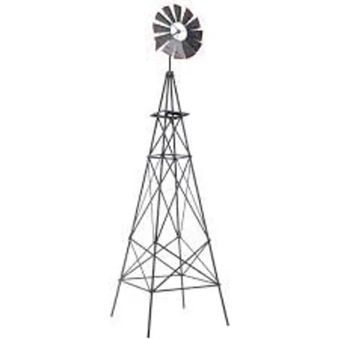 BOXED COSTWAY GREY ORNAMENTAL METAL WINDMILL 253CM