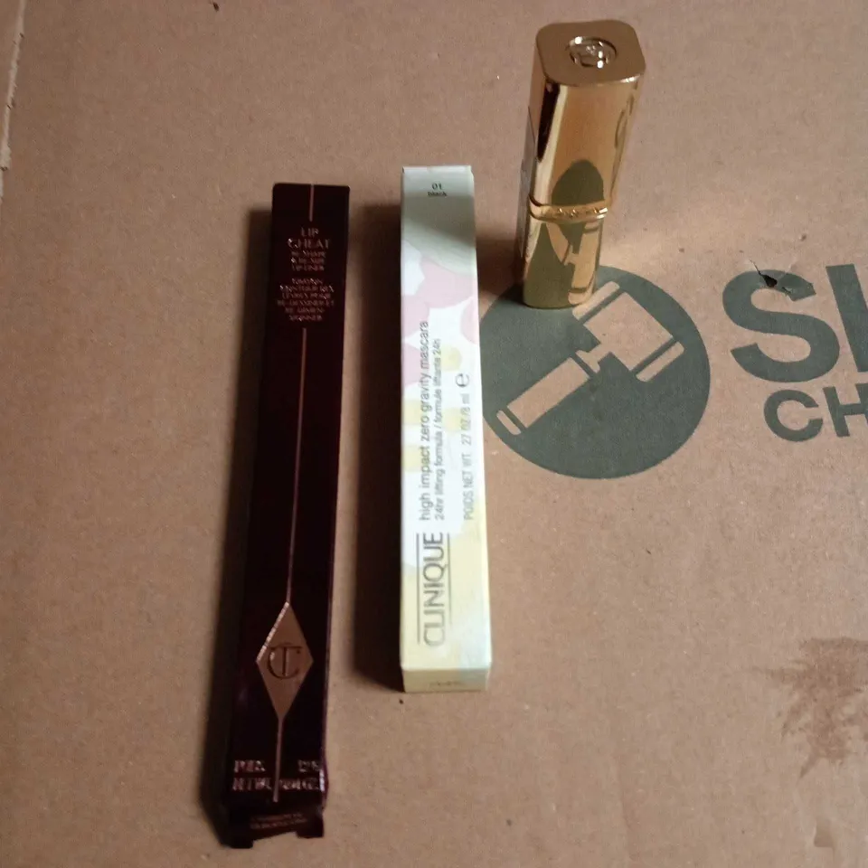 LOT OF 3 ASSORTED DESIGNER MAKE UP PRODUCTS TO INCLUDE CHARLOTTE TILBURY, CLINIQUE AND L'OREAL
