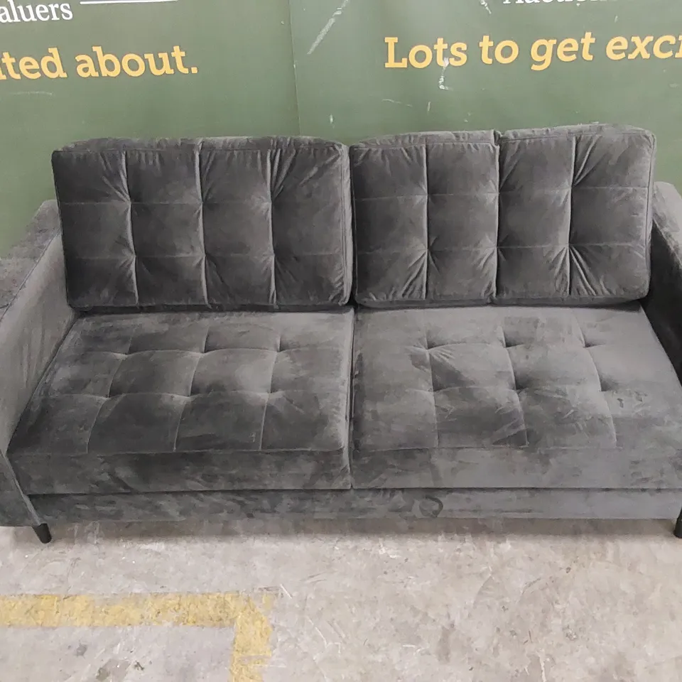 QUALITY DESIGNER 2-SEATER GREY VELVET SOFA 