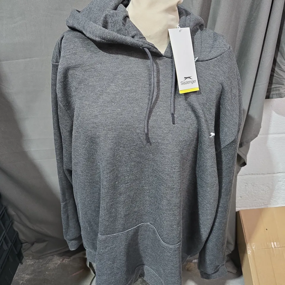 SLAZENGER FLEECE HOODIE IN CHARCOAL MARL - 4XL