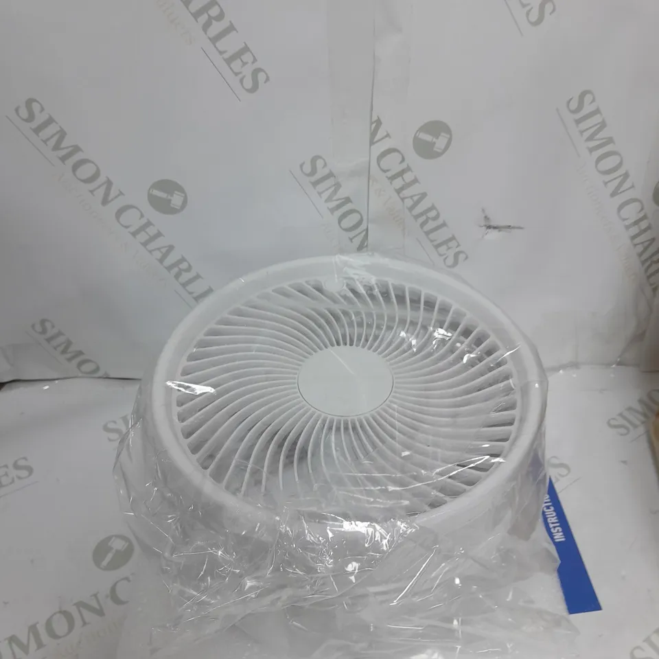 BOXED BELL & HOWELL OSCILLATING FOLDING RECHARGEABLE FAN IN WHITE