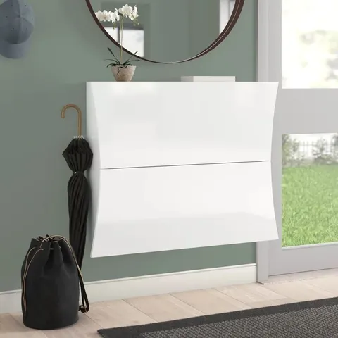 BOLTON 16 PAIR FLIP DOWN SHOE STORAGE CHEST IN WHITE