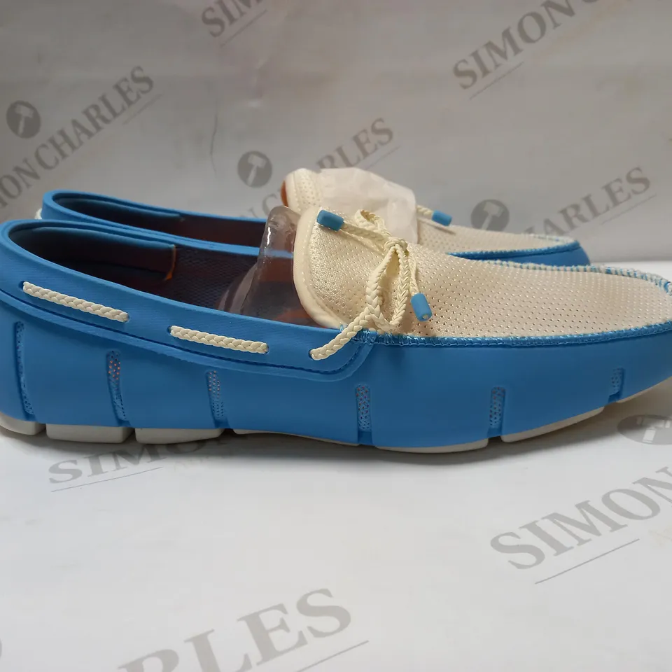 MENS BRAIDED LACE LOAFERS BLUE AND WHITE SIZE 10