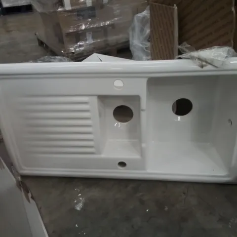 BURBANK GLOSS WHITE CERAMIC 1.5 BOWL & SINK DRAINER 