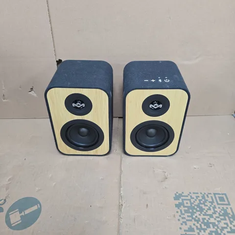 HOUSE OF MARLEY PAIR OF BAMBOO-FRONTED BLUETOOTH BOOKSHELF SPEAKERS