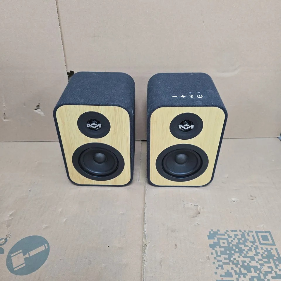 HOUSE OF MARLEY PAIR OF BAMBOO-FRONTED BLUETOOTH BOOKSHELF SPEAKERS