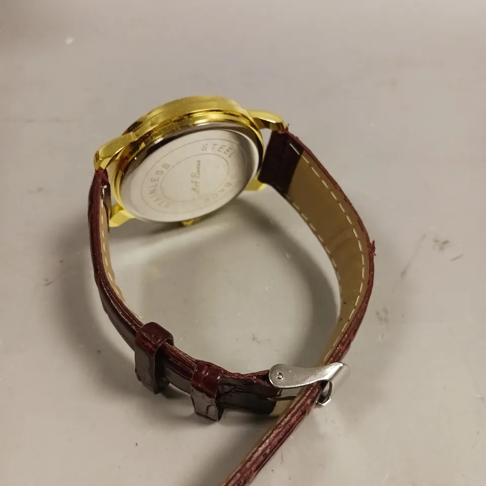 MENS LA BANUS WATCH – GOLD COLOUR CASE – LEATHER STRAP