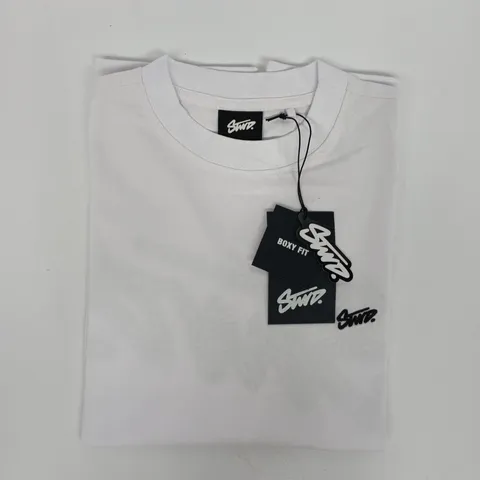 PULL & BEAR STWD BOXY FIT T-SHIRT IN WHITE SIZE SMALL