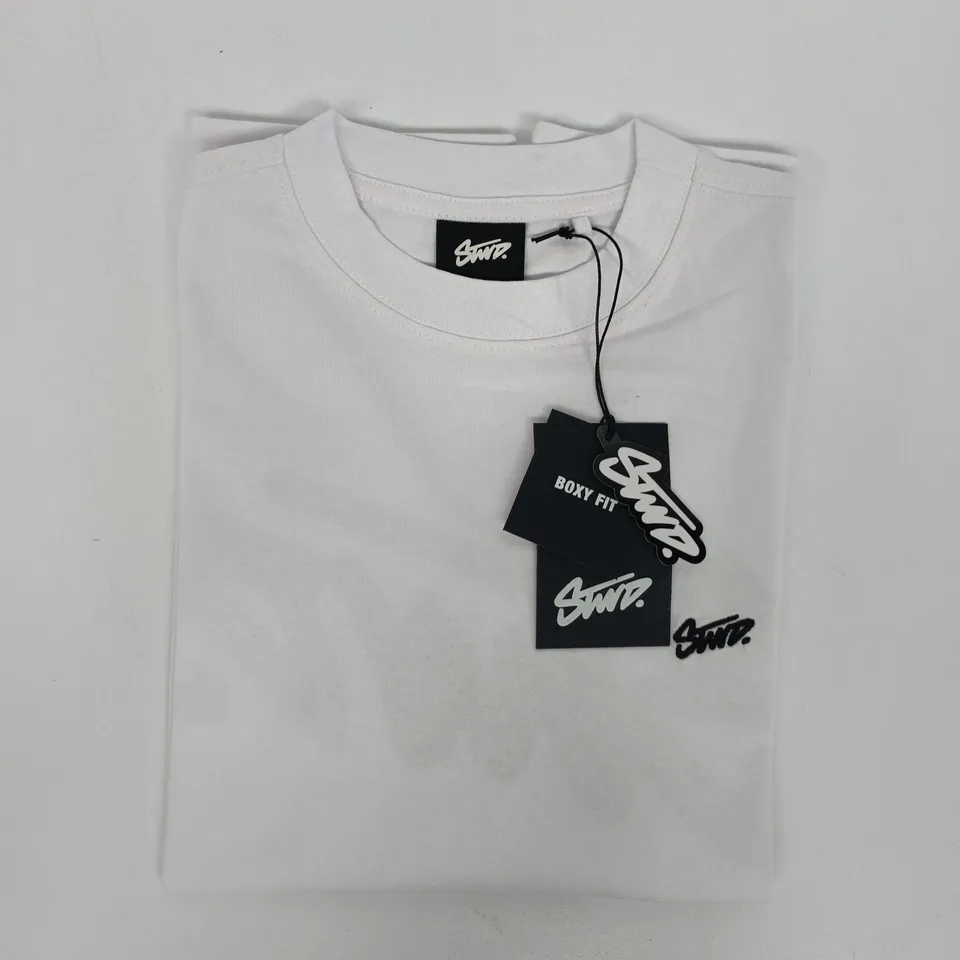 PULL & BEAR STWD BOXY FIT T-SHIRT IN WHITE SIZE SMALL