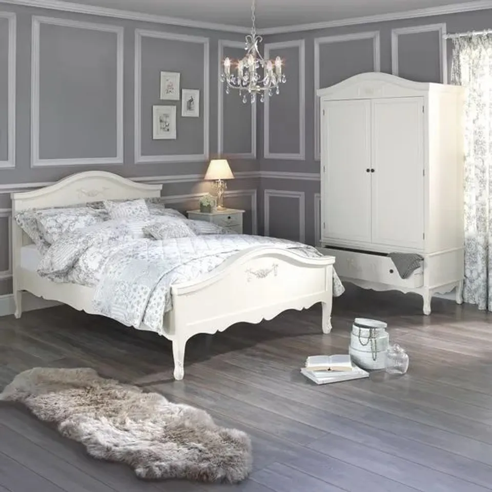 BOXED TOULOUSE DOUBLE BED IN WHITE - COMPLETE 4 BOXES 