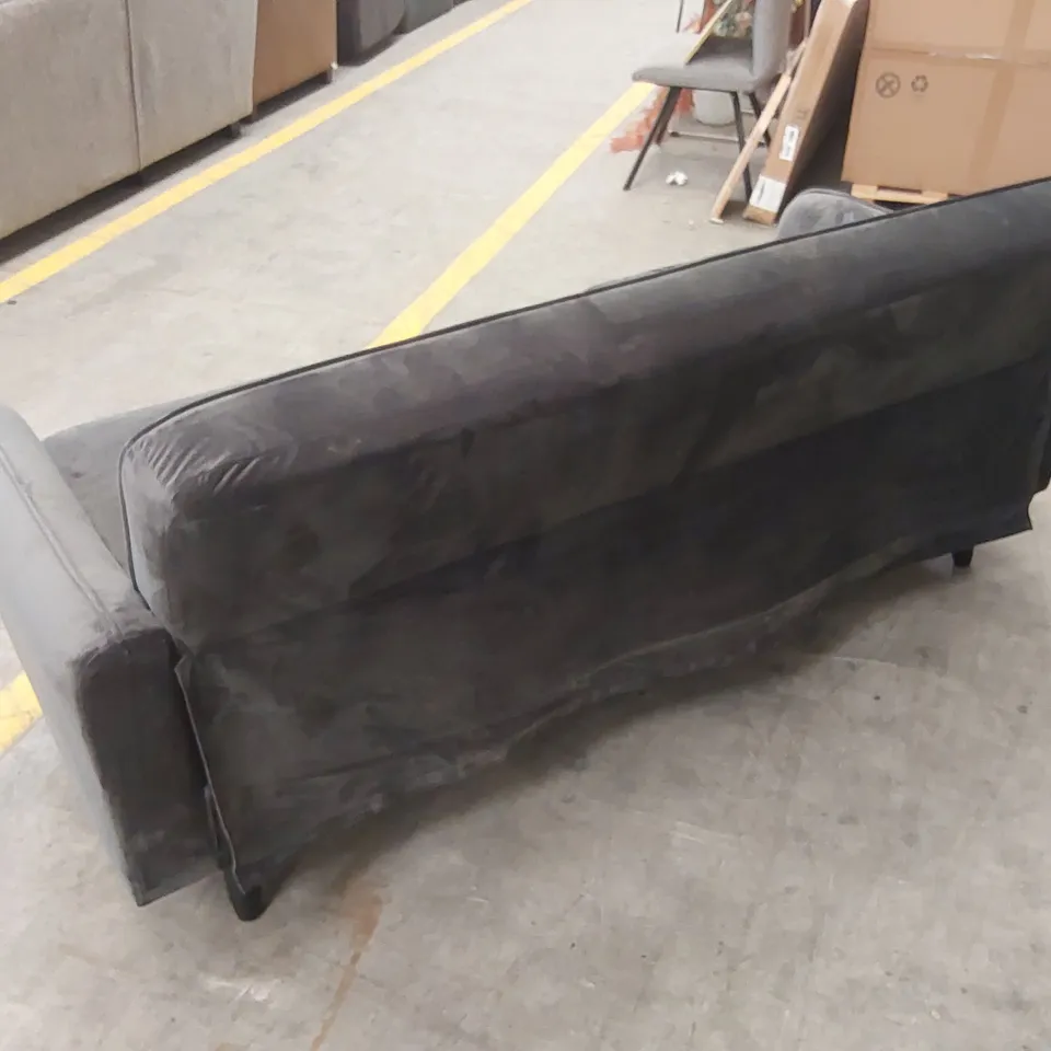 JENNIFER FABRIC COMPACT 3 SEATER SOFA - CHARCOAL VELVET RRP £349