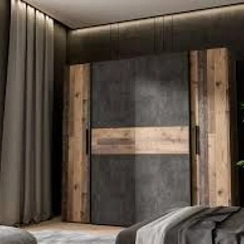BOXED KORAN 8No 4No WARDROBE, 190.5cm H x 200.1cm W x 61.6cm D - WHITE/SONOMA OAK (4 BOXES)