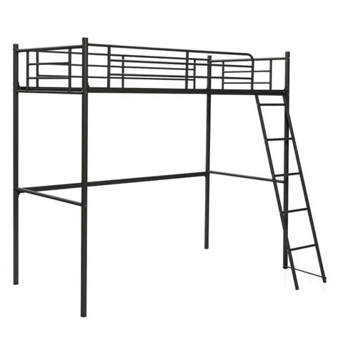 BOXED COSTWAY METAL LOFT BED WITH INTEGRATED LADDER AND FULL-LENGTH GUARDRAILS - SILVER