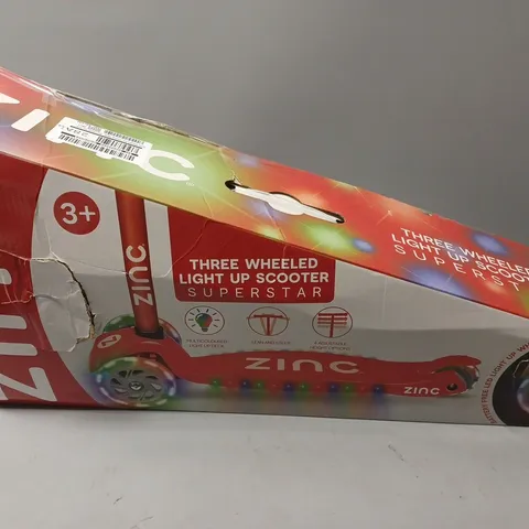 BOXED ZINC THREE WHEELED NON-FOLDING SCOOTER SUPERSTAR