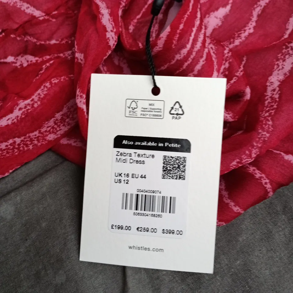 WHISTLES ZEBRA TEXTURE MIDI DRESS – PINK, UK16