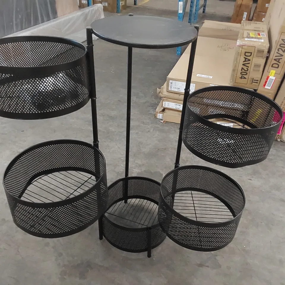 BOXED 5-TIER METAL SHELVING UNIT ON WHEELS - BLACK (1 BOX)