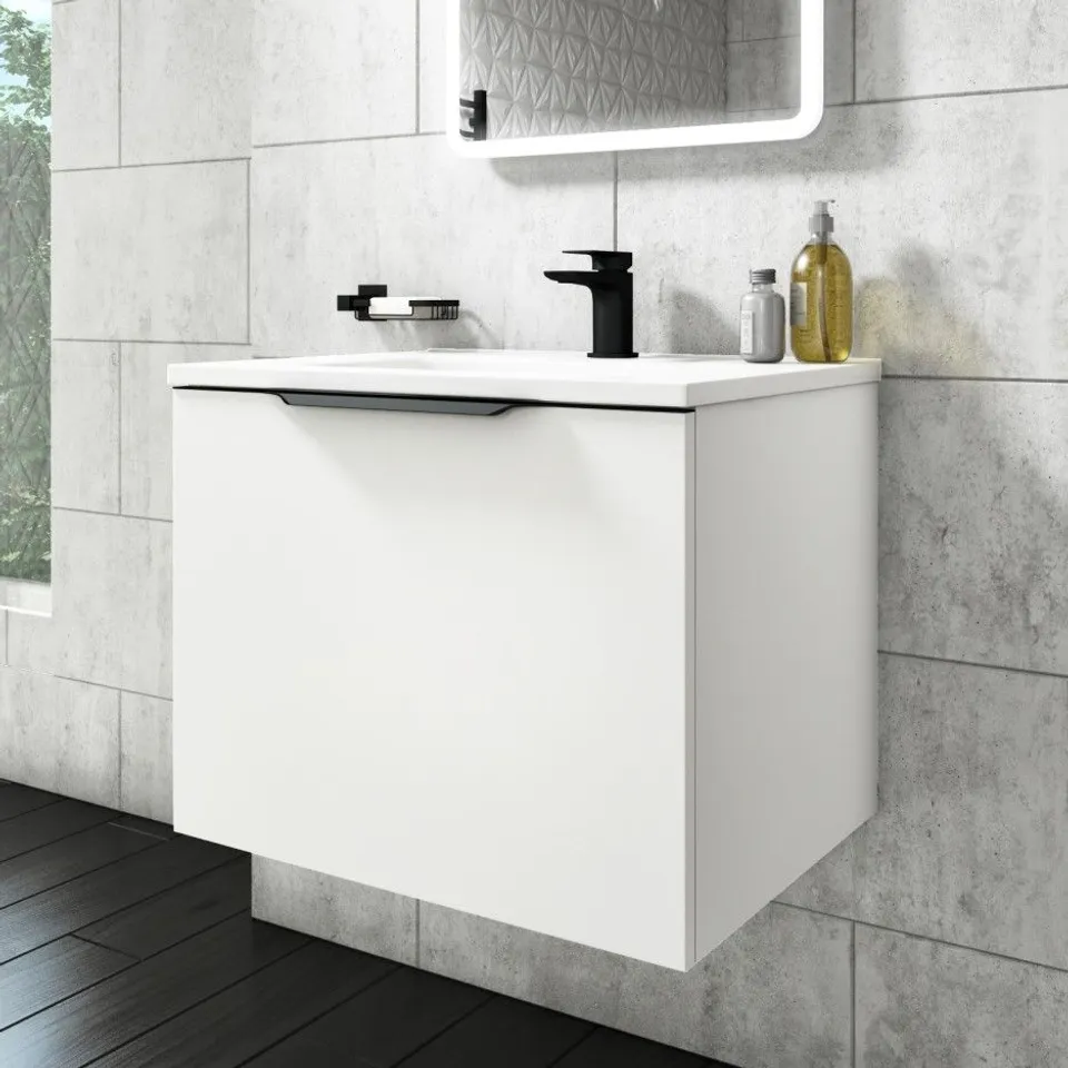 BOXED BRAND NEW SION MATT WHITE 600MM VANITY UNIT 
