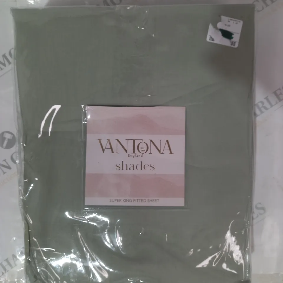 VANTONA SHADES SAGE FITTED SHEET - SUPER KING SIZE