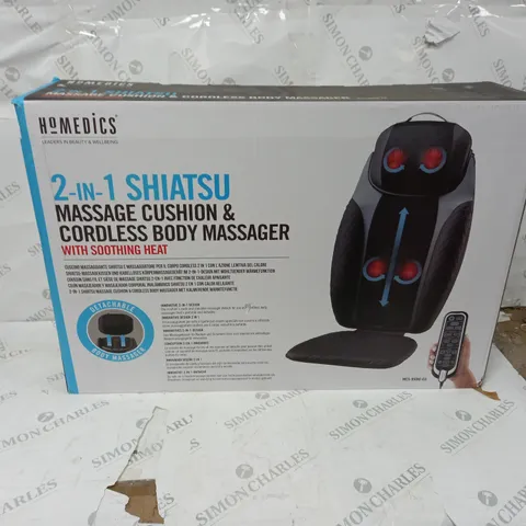 BOXED HOMEDICS 2 IN 1 SHIATSU MASSAGE CUSHION AND CORDLESS BODY MASSAGER