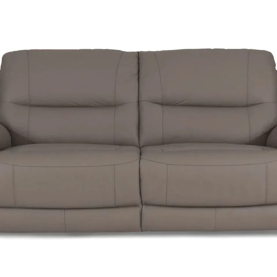 QUALITY DESIGNER TIVOLI 3 SEATER POWER RECLINER SOFA LIGHT GREY LEATHER