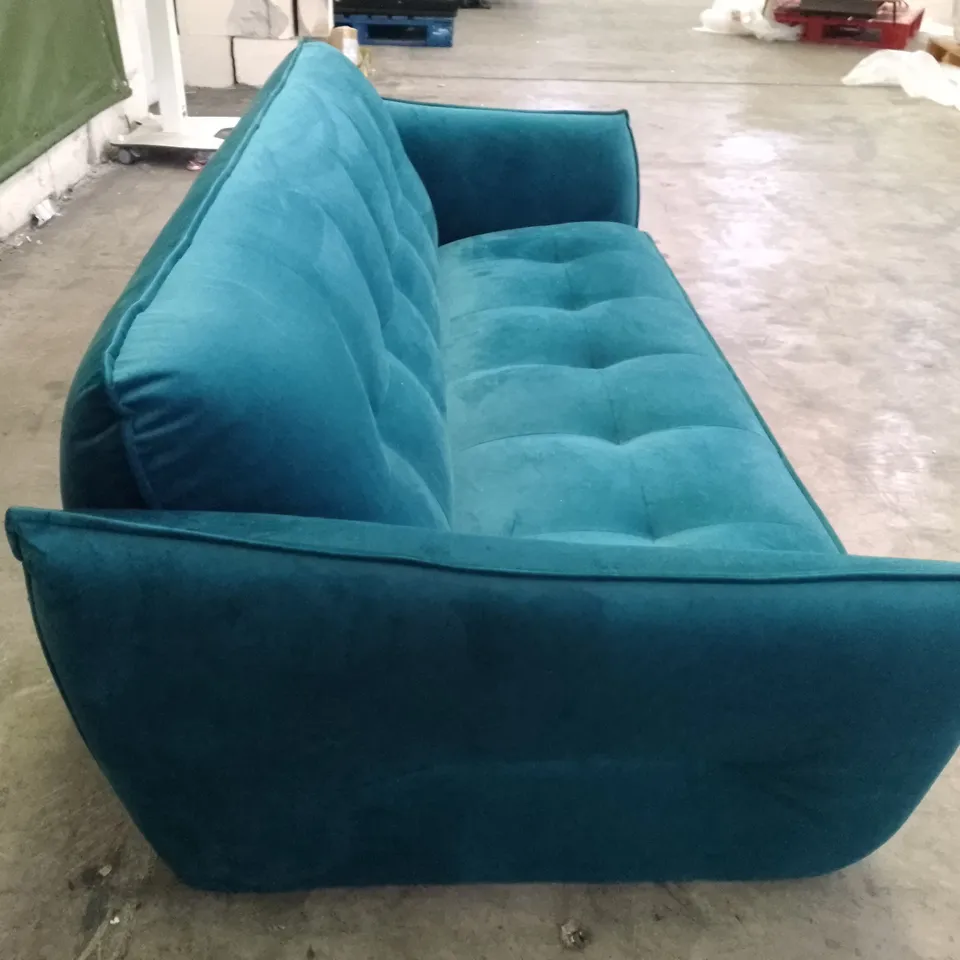 QUALITY ITALIAN DESIGNER SEVILLE LARGE SOFA - TEAL VELVET FABRIC