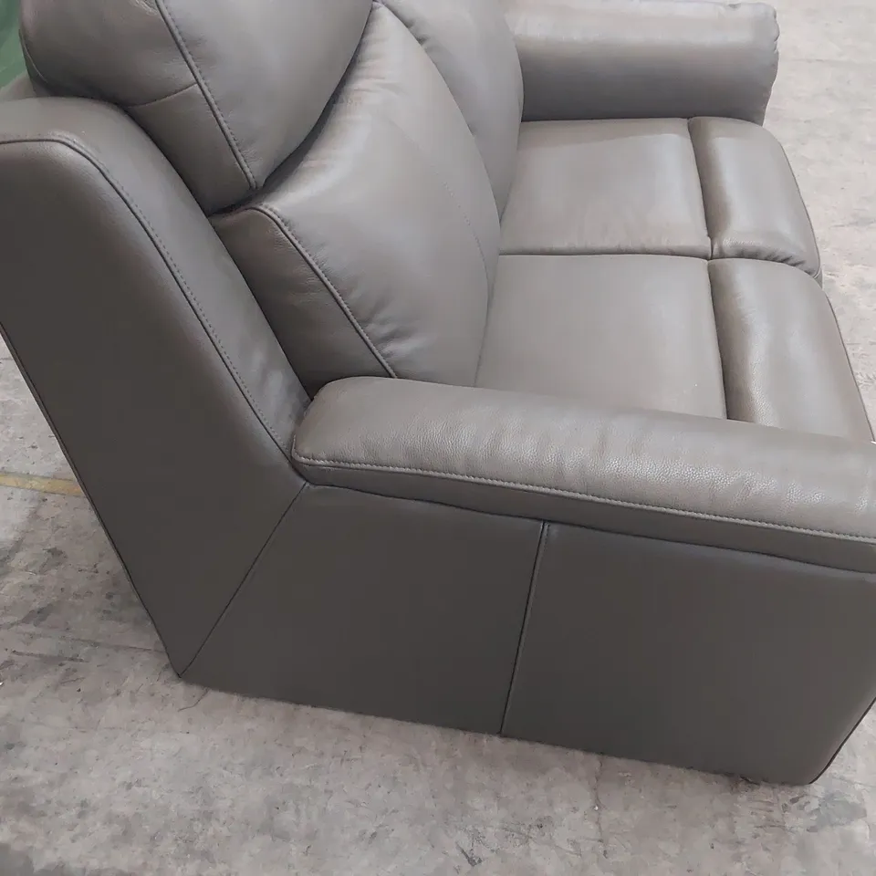 DESIGNER TWO SEATER SOFA GREY LEATHER 