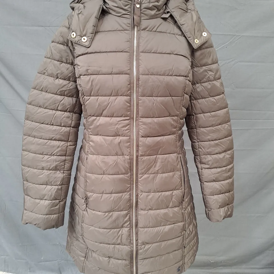 JOULES CANTERBURY LONG PADDED COAT MUSHROOM SIZE 12