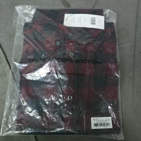 BAGGED FRENCH CONNECTION CHECK PATTERNED SHIRT RED/BLACK - LARGE
