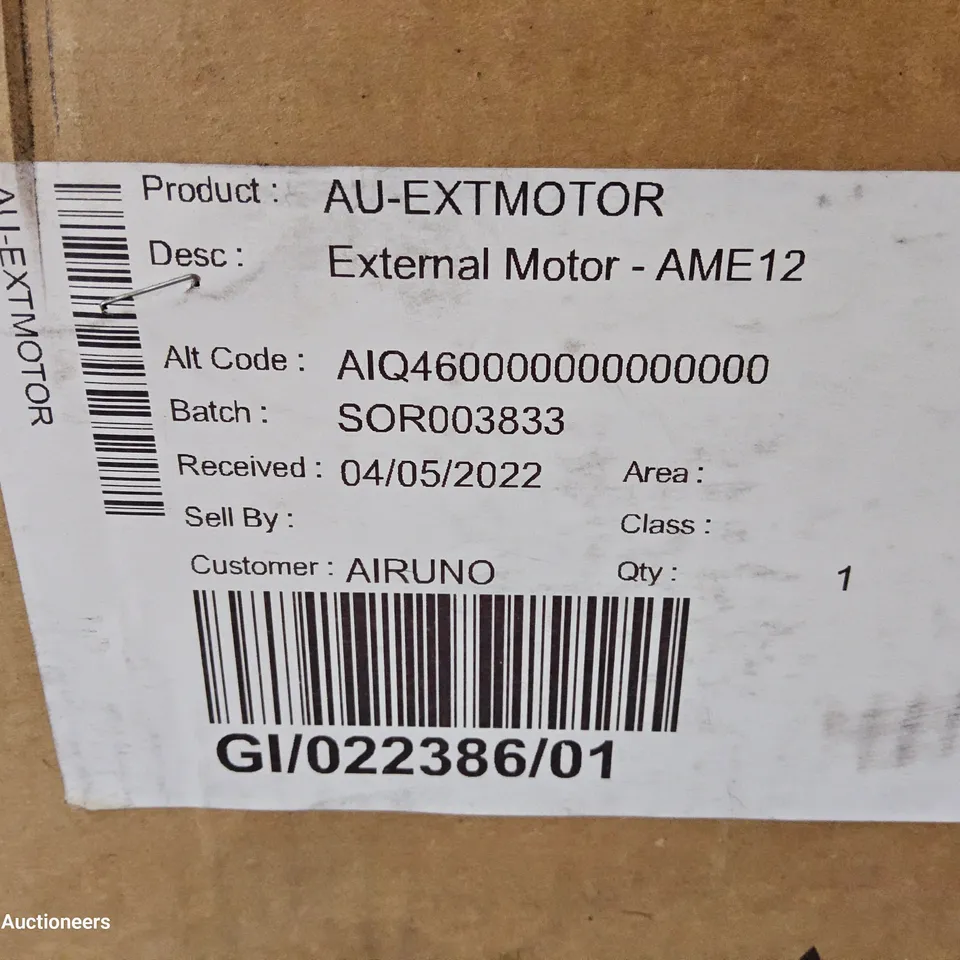BOXED AIRUNO EXTERNAL MOTOR EXTRACTOR Model AME12