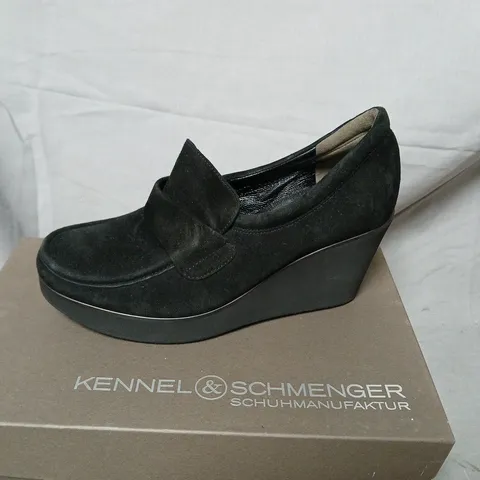 KENNEL & SCHMENGER 51120 BLACK HI WEDGE β WOMENβS SUEDE LOAFERS, UK 4, BOXED