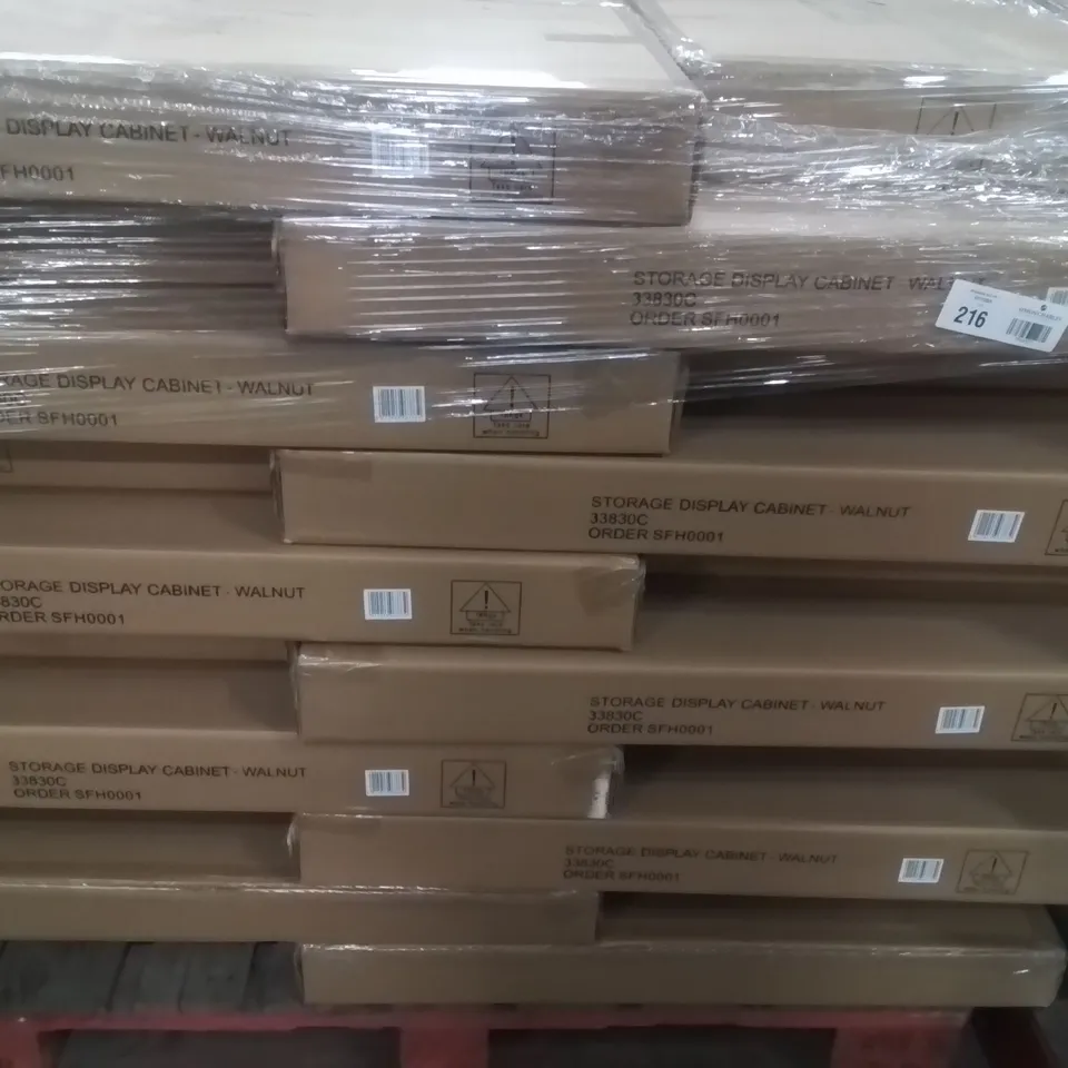 PALLET CONTAINING LARGE QUANTITY OF LP/MEDIA STORAGE TABLE -WALNUT-