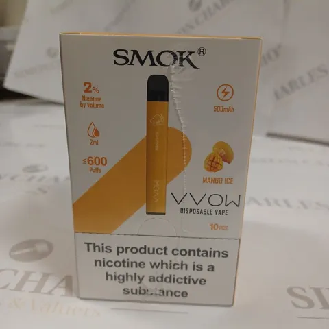 SEALED SMOK VVOW 10-PACK OF DISPOSABLE VAPES - MANGO ICE