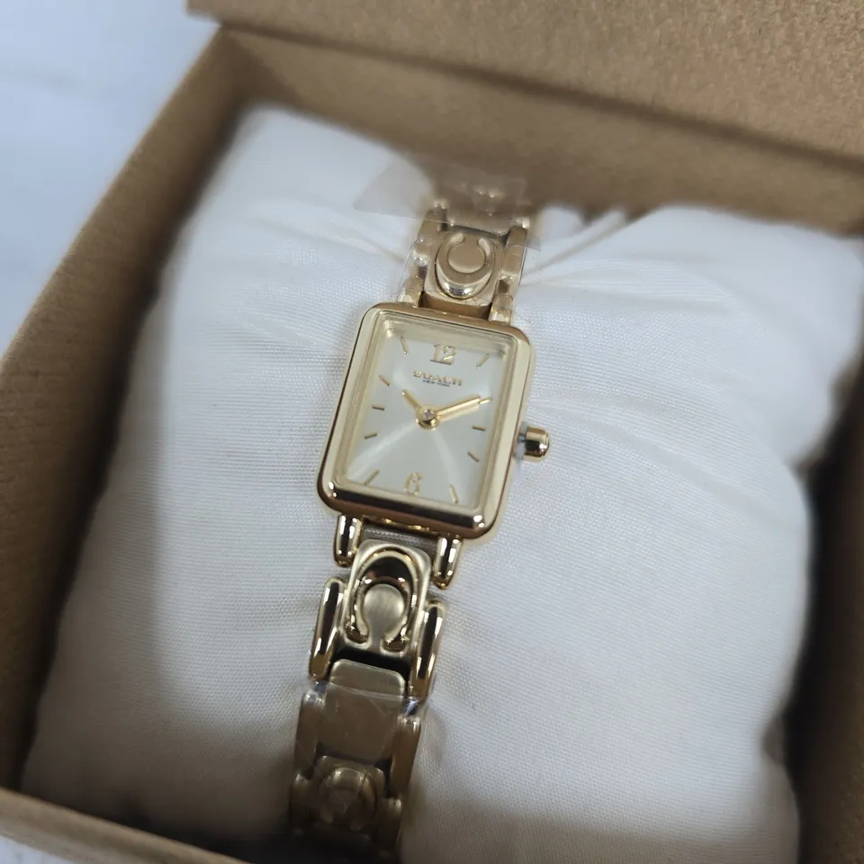 BOXED COACH LADIES MARA GOLD PLATED BRACELET WOMENS WATCH