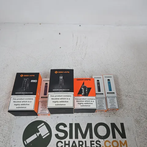 APPROXIMATELY 20 ASSORTED GEEKVAPE E-CIG PRODUCTS AND ACCESSORIES IN VARIOUS COLOURS AND FLAVOURS