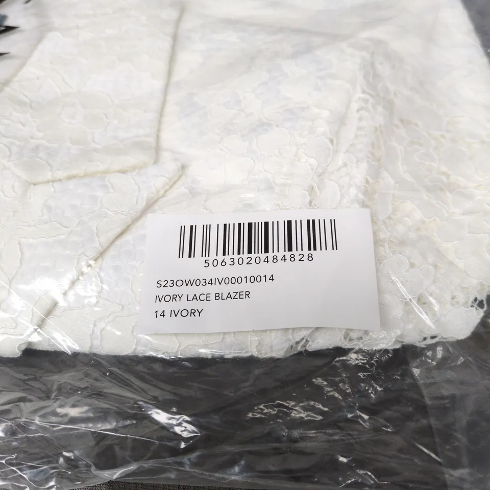 SOSANDAR IVORY LACE BLAZER, UK 14