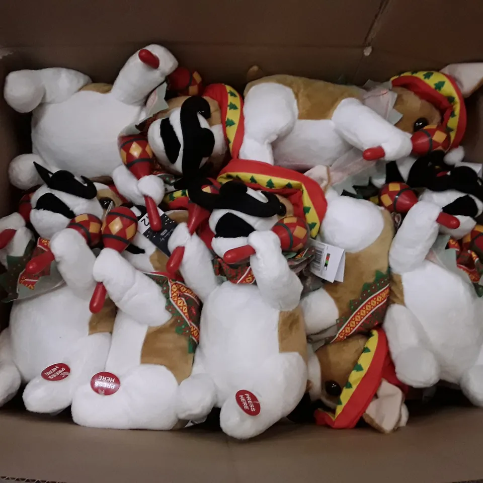 BOX CONTAINING APPROXIMATELY 19 BRAND NEW ANIMATED DOG PLAYING MACARENAS