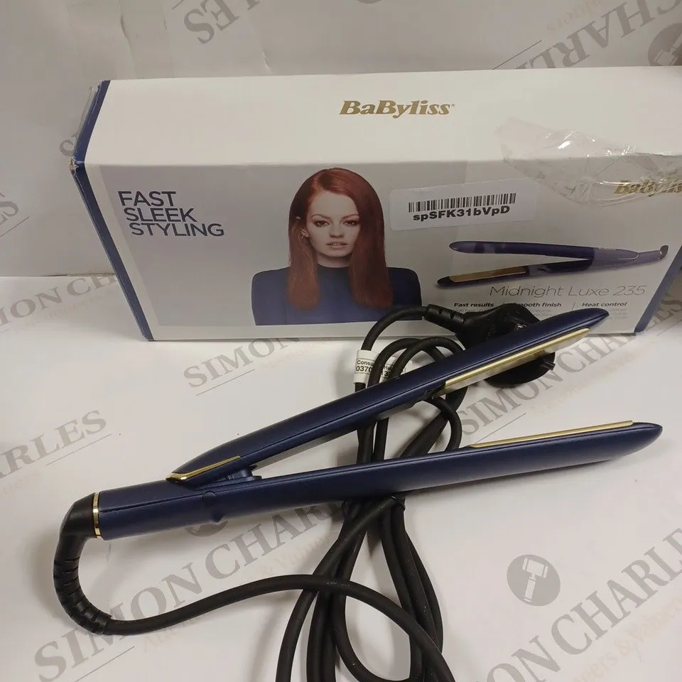 BOXED BABYLISS MIDNIGHT LUXE 235 STRAIGHTENERS 