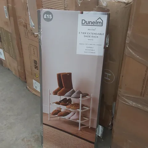 BOXED DUNELM METAL 3 TIER EXTENDABLE SHOE RACK
