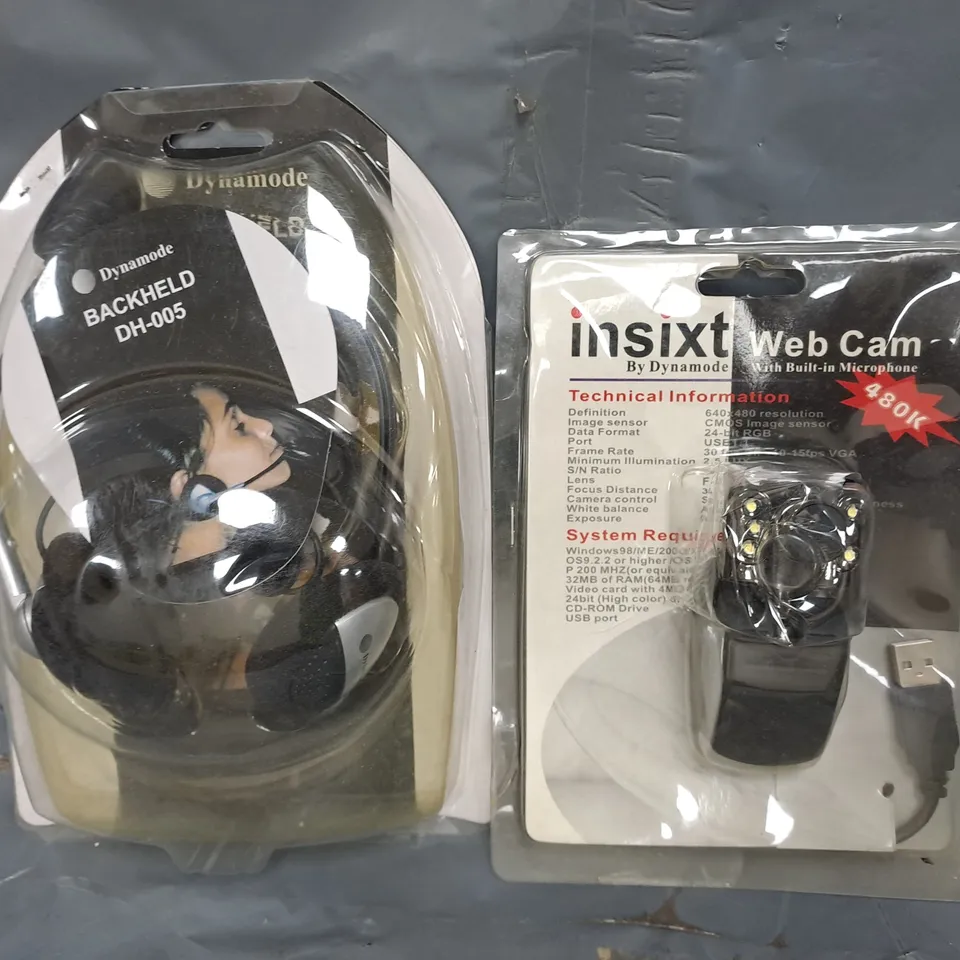 BOX OF APPROXIMATELY 20 ASSORTED ELECTRICAL ITEMS TO INCLUDE HEADPHONES, WEB CAMS, ETC - COLLECTION ONLY
