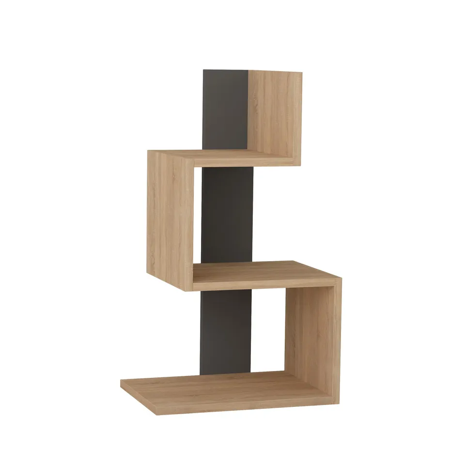 BOXED ROSIE MODERN SIDE END TABLE MULTIPURPOSE H 72CM IN OAK-ANTHRACITE 