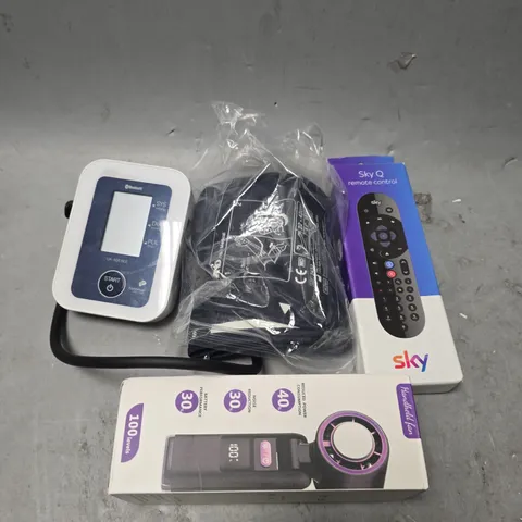 APPROXIMATELY 8 ASSORTED ELECTRICAL PRODUCTS TO INCLUDE REPLACEMENT REMOTE, PORTABLE FAN, BLOOD PRESSURE MONITOR ETC 