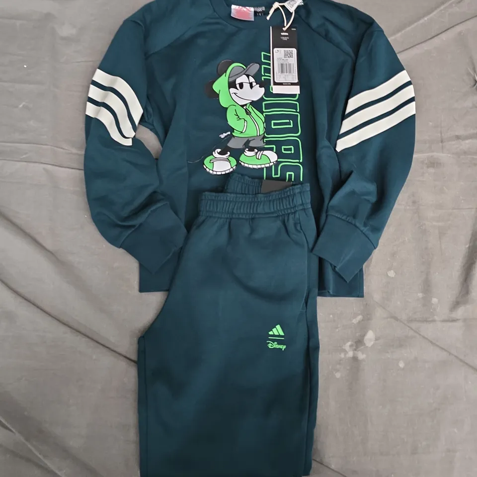 ADIDAS X DISNEY KIDS' TRACKSUIT JUMPER & JOGGERS – MICKEY MOUSE, TEAL, UK 7-8Y