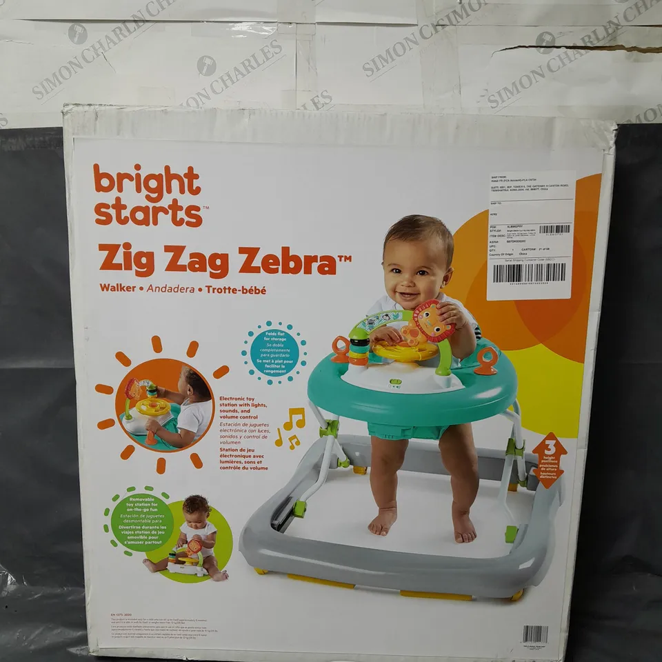 BOXED BRIGHT STARS ZIG ZAG ZEBRA WALKER - COLLECTION ONLY