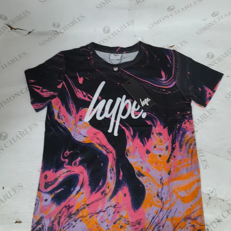 HYPE GIRLS MARBLE SWIRL TSHIRT IN BLACK SIZE 13YRS